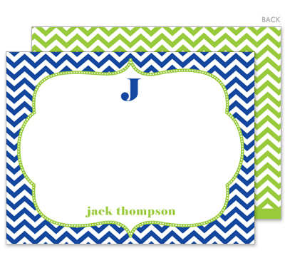 Blue Chevron Flat Note Cards